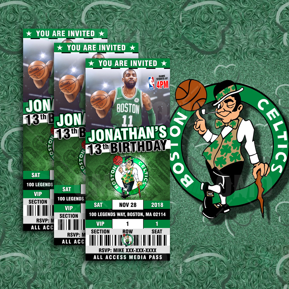 Boston Celtics Sports Ticket Style Party Invites Sports Invites