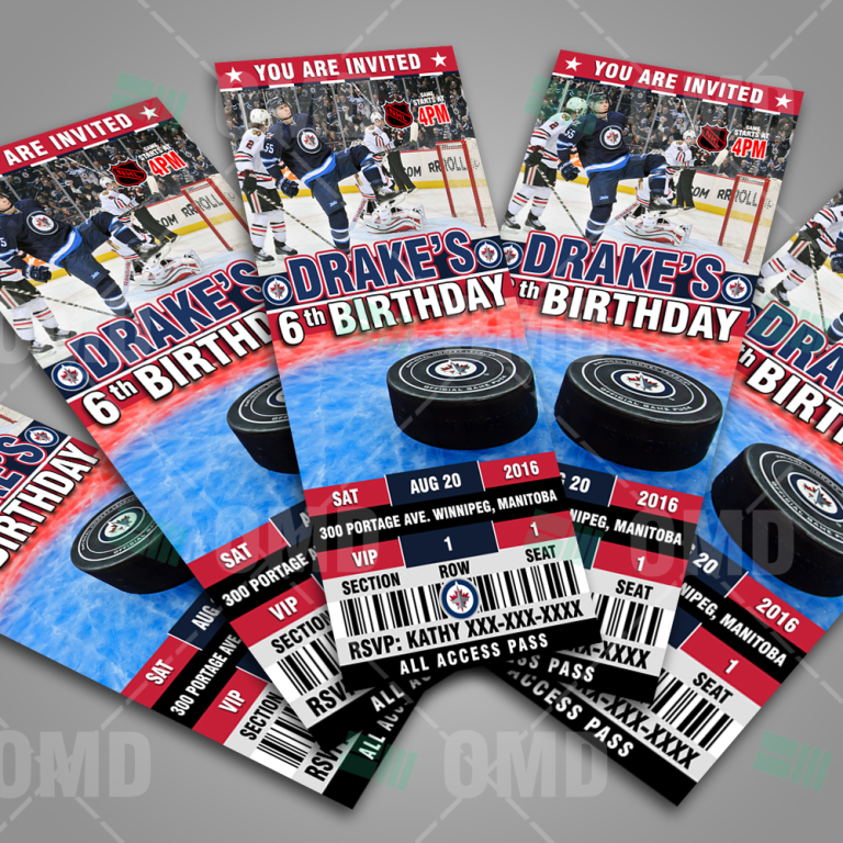 Winnipeg Jets Hockey Sports Party Invitations Sports Invites