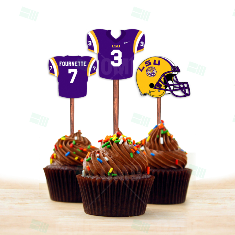 LSU Tigers Cupcake Toppers, Assorted Double Sided Sports Invites