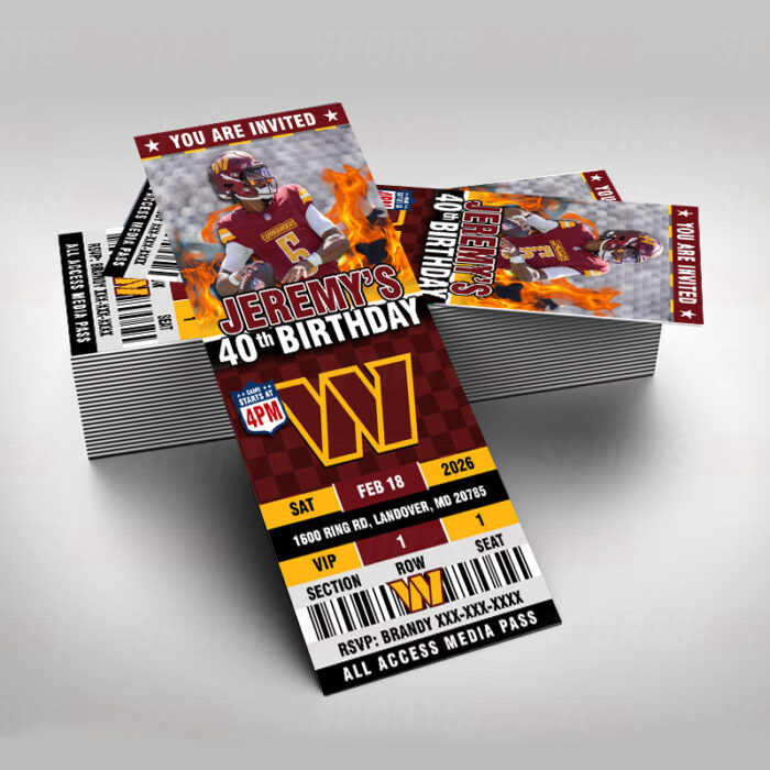 Washington Commanders Ticket Style Sports Party Invitations - Image 2