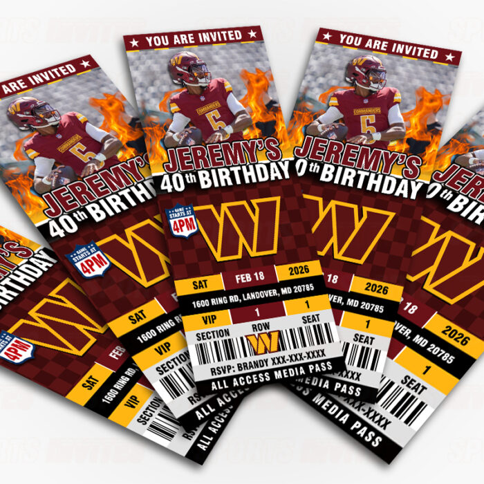 Washington Commanders Ticket Style Sports Party Invitations - Image 3