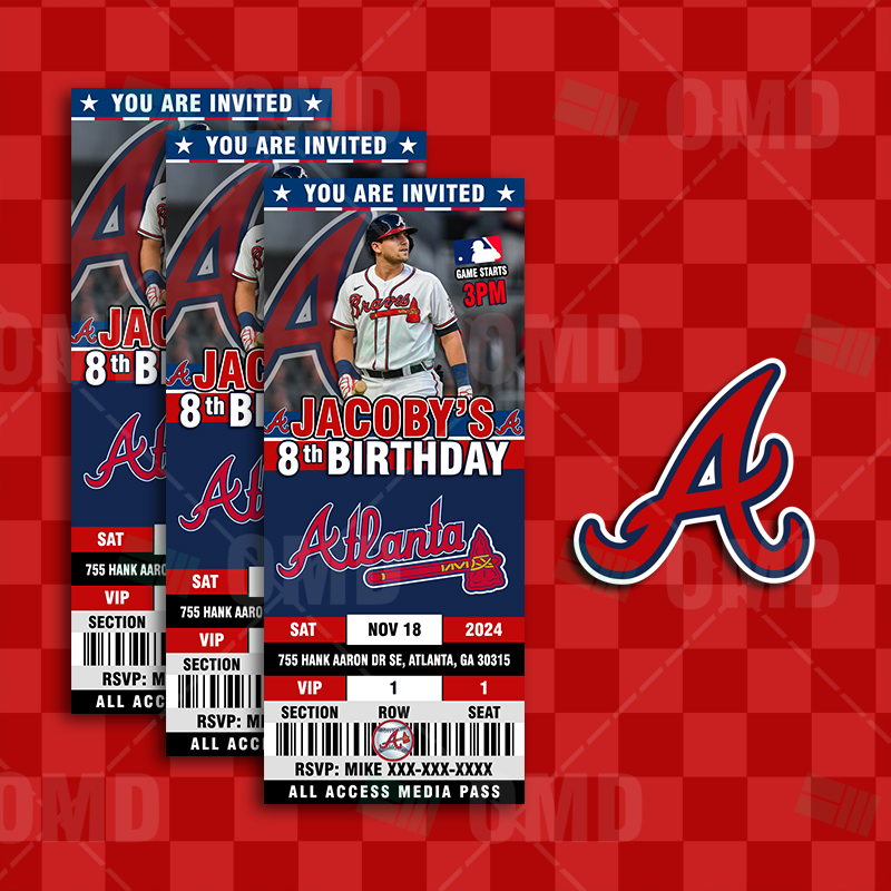 MLB Atlanta Braves Birthday Invitations