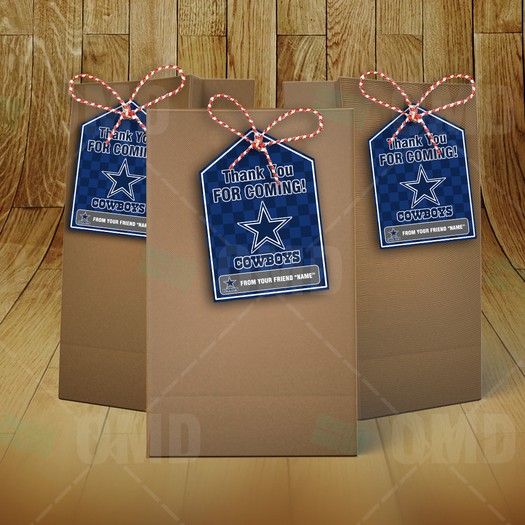 Dallas Cowboys Bag Tags – Lollie Tags Party Favors – Sports Invites