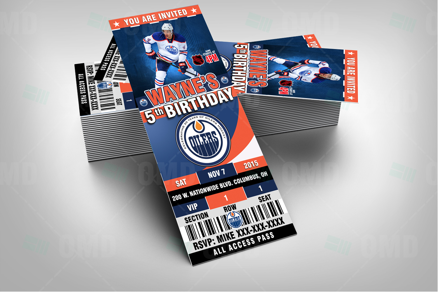 2.5×6 Edmonton Oilers Sports Party Invitations Sports Invites