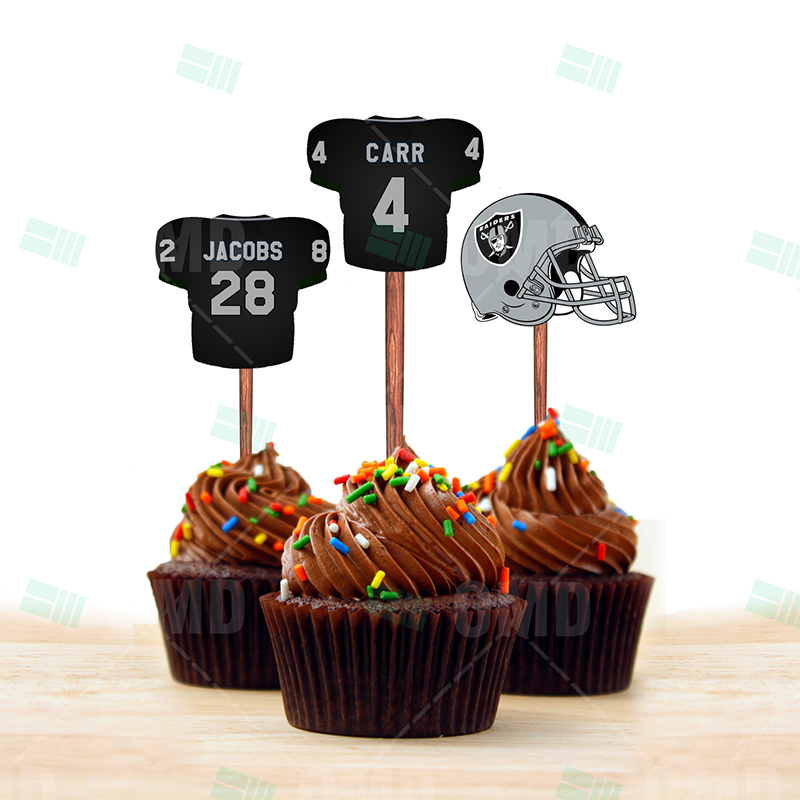 Las-Vegas Raiders Party Decorations,Birthday Party Supplies for Las-Vegas Raiders Party Supplies Includes Banner - Cake Topper - 12 Cupcake Toppers