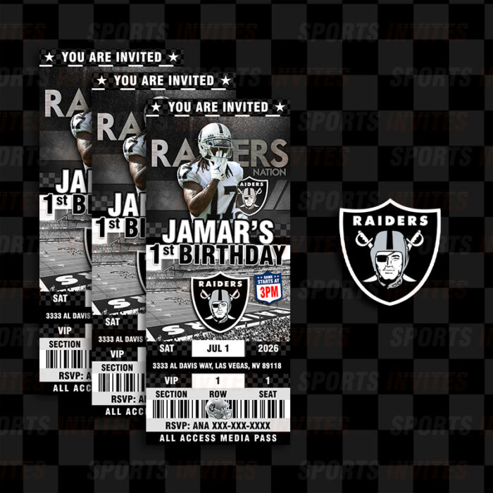 Las Vegas Raiders Ticket Style Sports Party Invitations