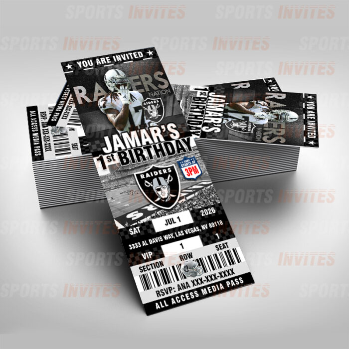 Las Vegas Raiders Ticket Style Sports Party Invitations - Image 3
