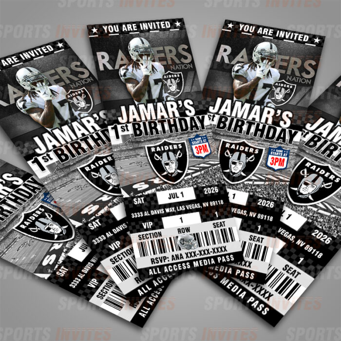 Las Vegas Raiders Ticket Style Sports Party Invitations - Image 2