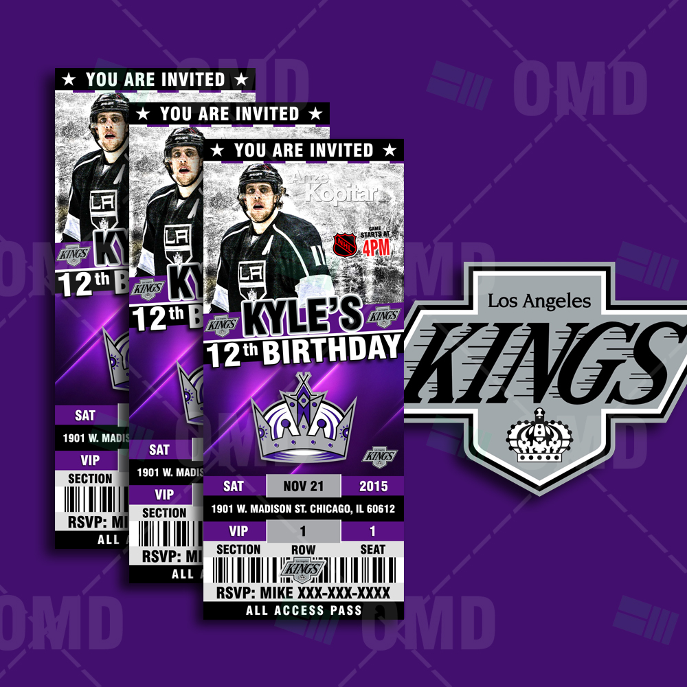 Printable Los Angeles Kings Birthday Ticket Invitations DIY