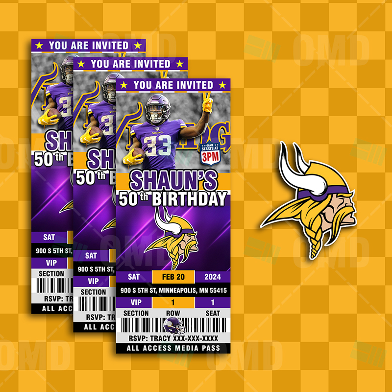 Minnesota Vikings Birthday Banner Personalized Party Backdrop Decoration