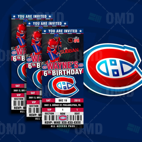 Party birthday Reunion invitation Montreal Canadiens Digital Invitation invite