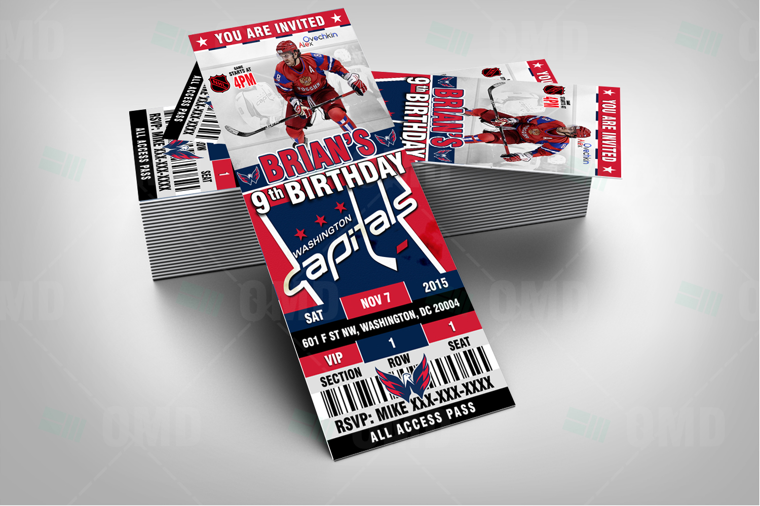 2.5×6 Detroit Red Wings Sports Party Invitations – Sports Invites