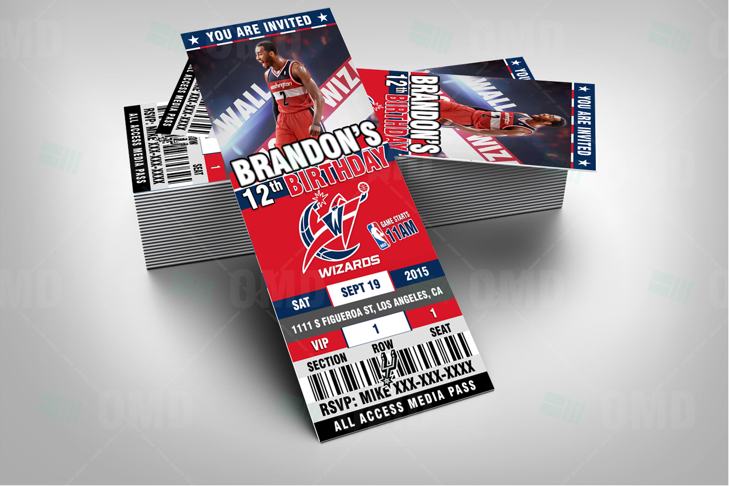 Washington Wizards Sports Ticket Style Party Invites – Sports Invites1500 x 1000