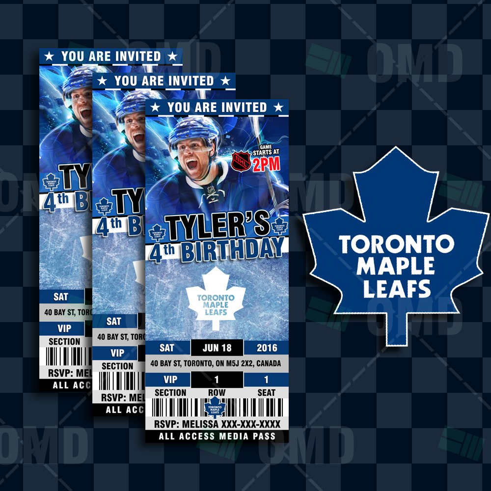 Toronto Maple Leafs Sports Party Invitations – Sports Invites