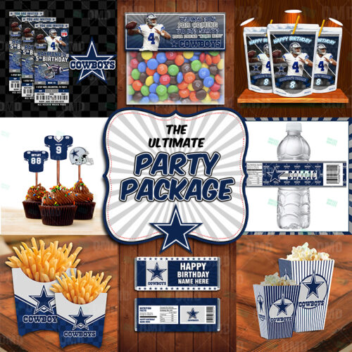 25 – Dallas Cowboys Birthday Sports Bottle Labels – Sports Invites