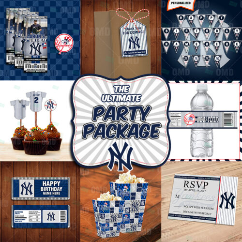 Editable New York Yankees Baseball Birthday Ticket Invitation