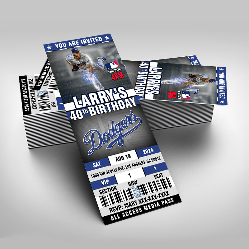 Los Angeles Dodgers Themed Ticket Invitation Dodgers Ticket 