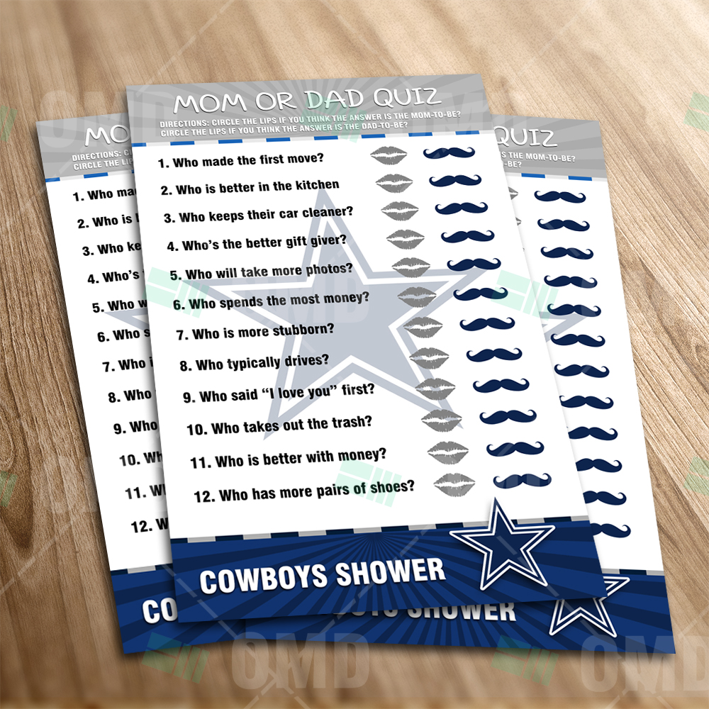 Dallas Cowboys – Mom or Dad Baby Shower Game – Sports Invites