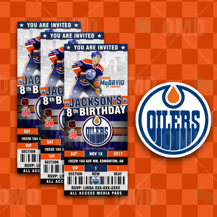 2.5×6 Edmonton Oilers Sports Party Invitations – Sports Invites