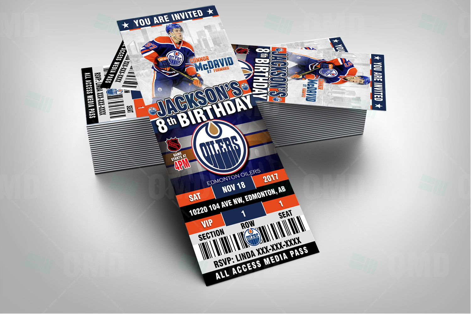 Edmonton Oilers Ticket Style Sports Party Invites Sports Invites