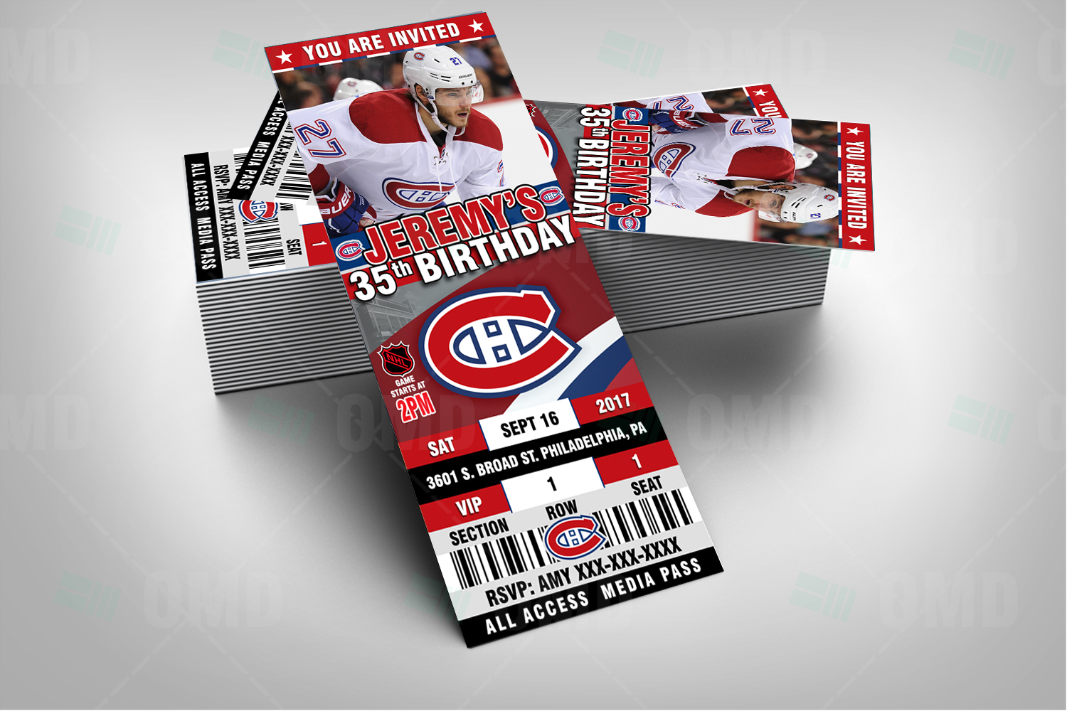 Party birthday Reunion invitation Montreal Canadiens Digital Invitation invite