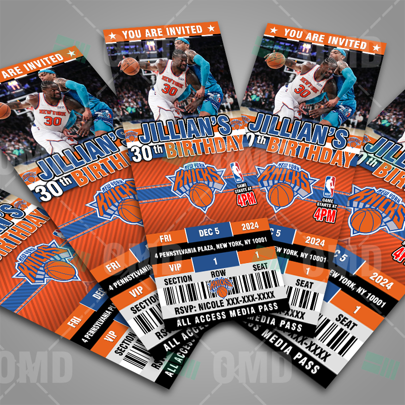 New York Giants Ticket Style Sports Party Invitations – Sports Invites