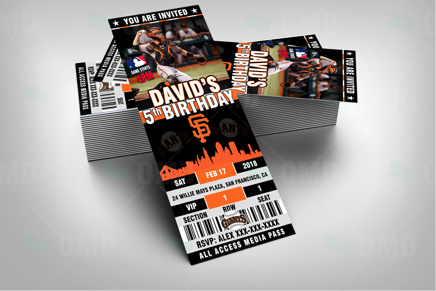 New York Giants Ticket Style Sports Party Invitations – Sports Invites
