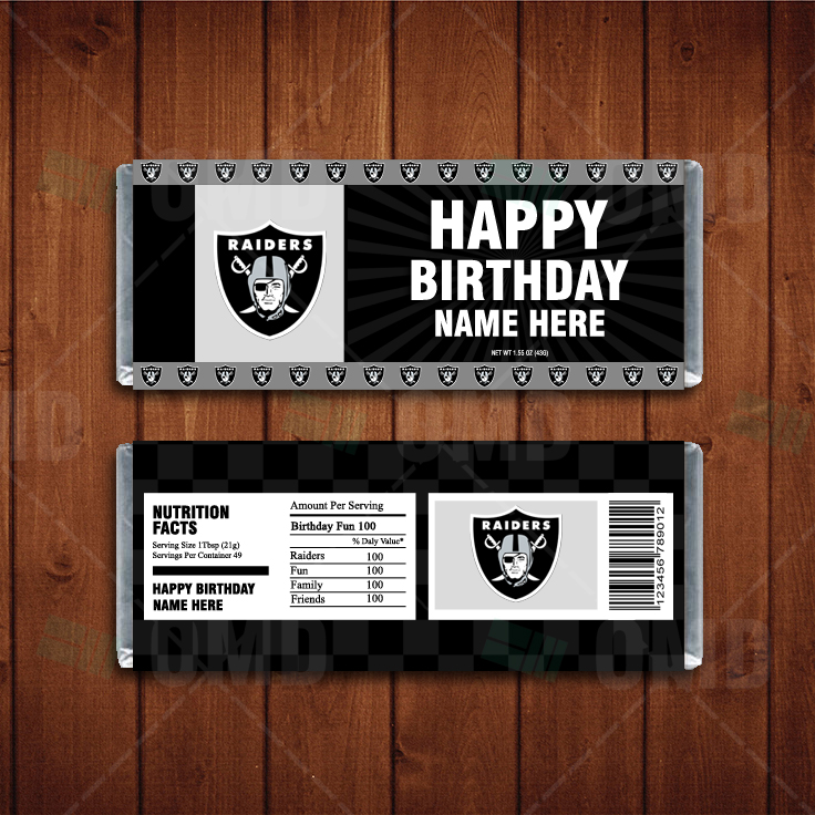 Oakland Raiders Custom Candy Bar Wrappers Sports Invites