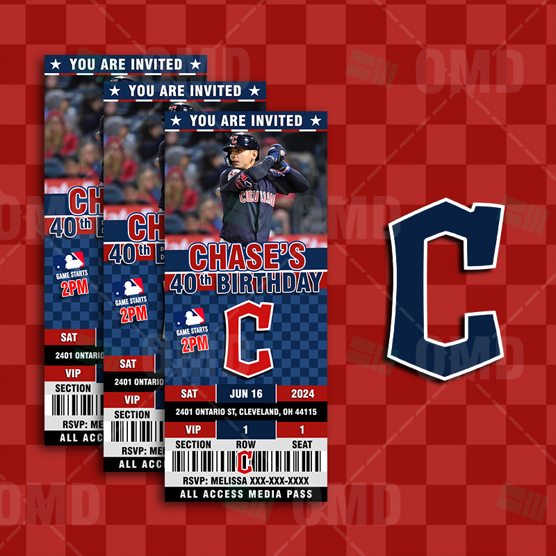 Cleveland Guardians Ticket Style Sports Party Invitations Sports Invites