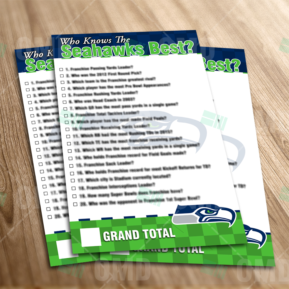 Seattle Seahawks Sports Party Trivia Game Sports Invites