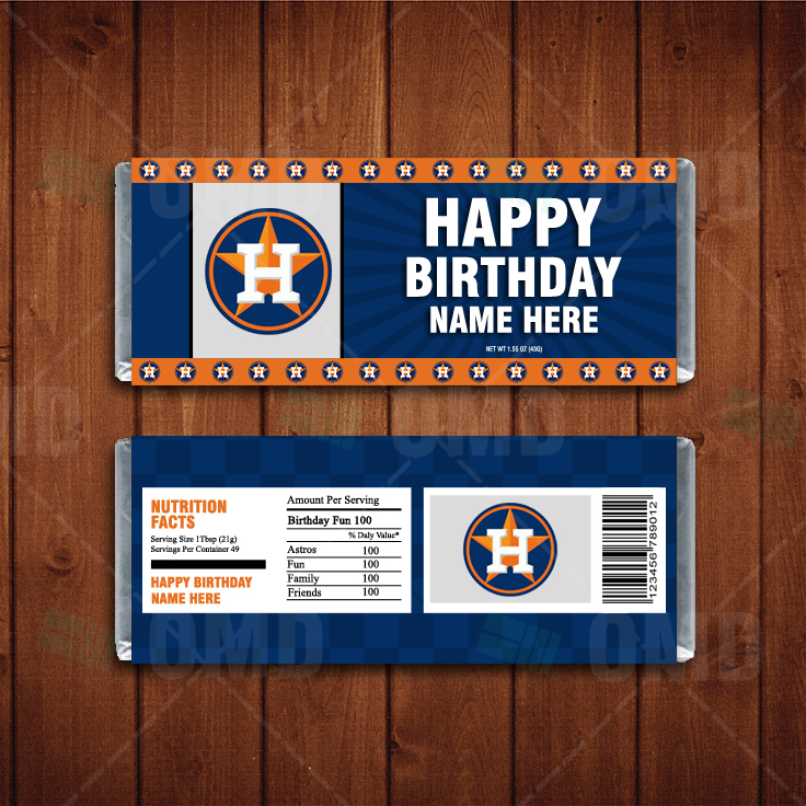 Houston Astros Custom Candy Bar Wrappers – Sports Invites