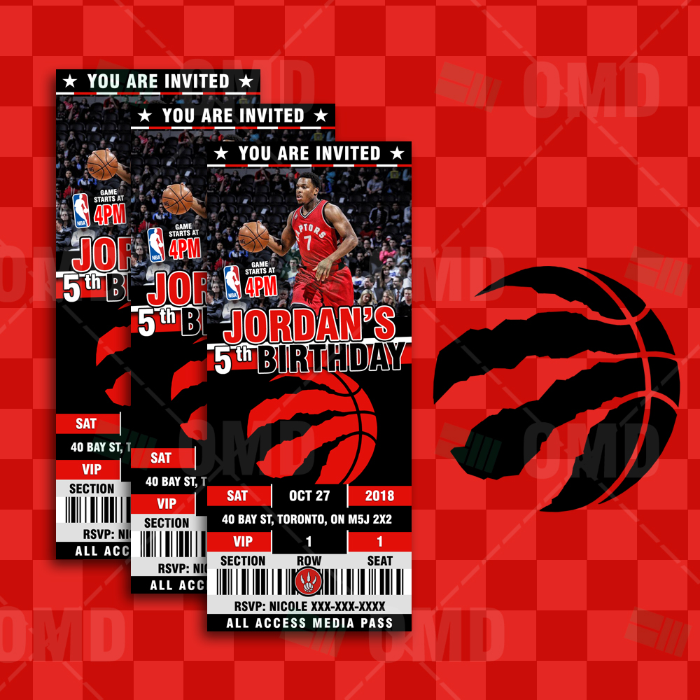 Toronto Raptors Ticket Style Sports Party Invites – Sports Invites