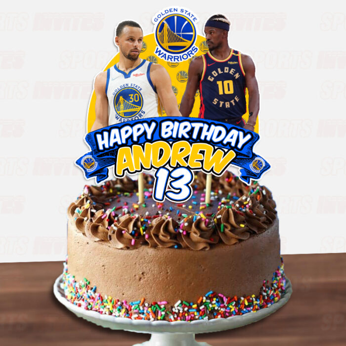 Golden State Warriors Birthday Cake Topper Sports Party Custom Cake Toppers