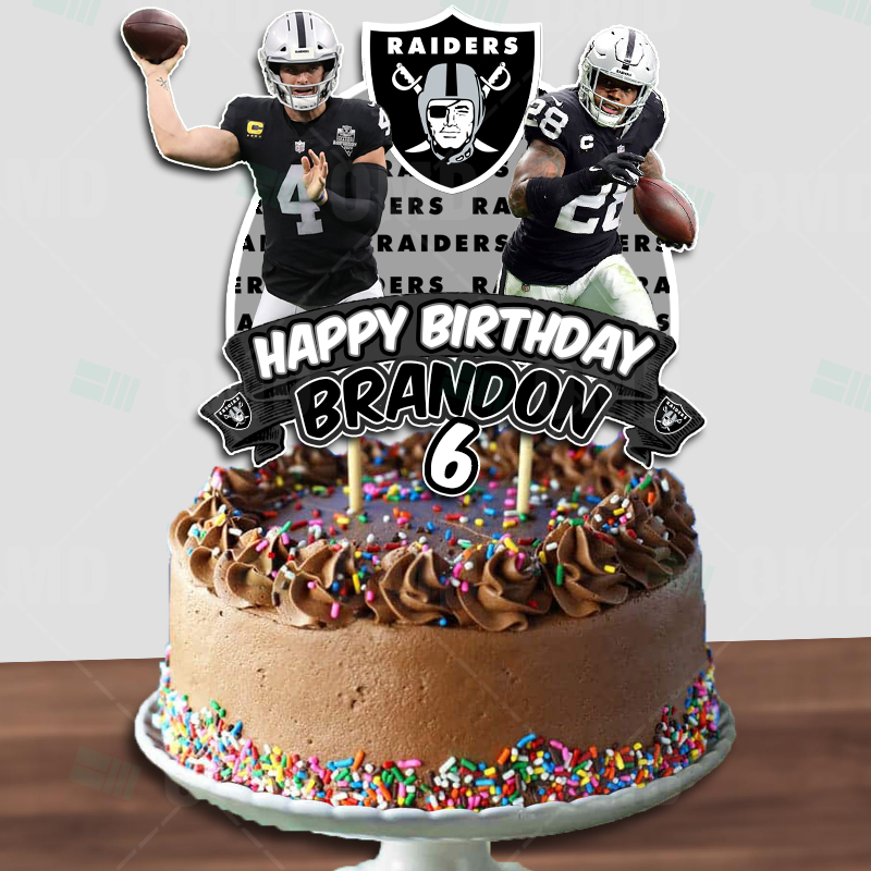 Las Vegas Raiders Birthday Cake Topper Sports Party Custom Cake Toppers