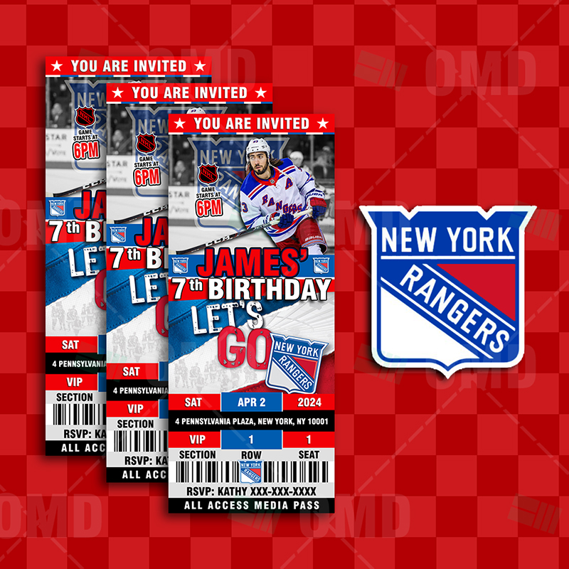 New York Rangers Sports Party Invitations – Sports Invites