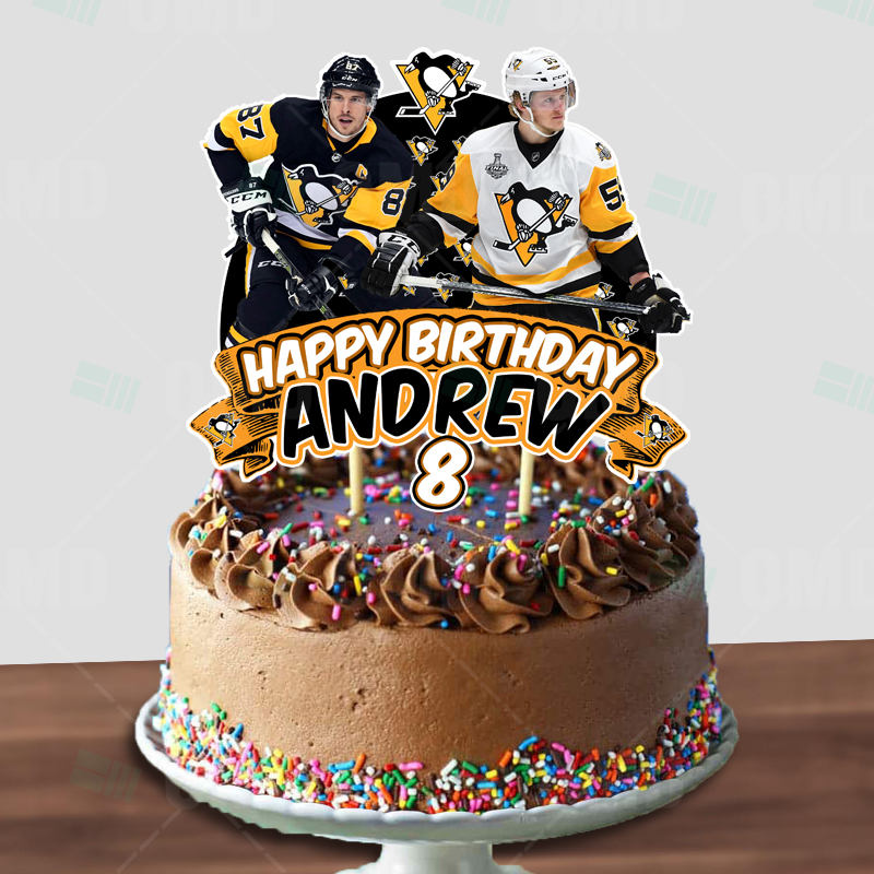  Penguins Personalized Cake Topper 1/4 8.5 x 11.5 Inches  Birthday Cake Topper : Grocery & Gourmet Food