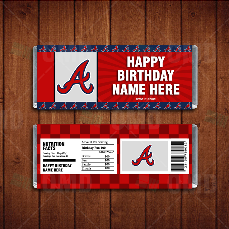 Atlanta Braves Custom Candy Bar Wrappers – Sports Invites