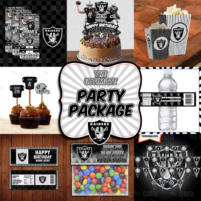Las-Vegas Raiders Party Decorations,Birthday Party Supplies for Football Raiders Party Supplies Includes Banner - Cake Topper - 12 Cupcake Toppers 