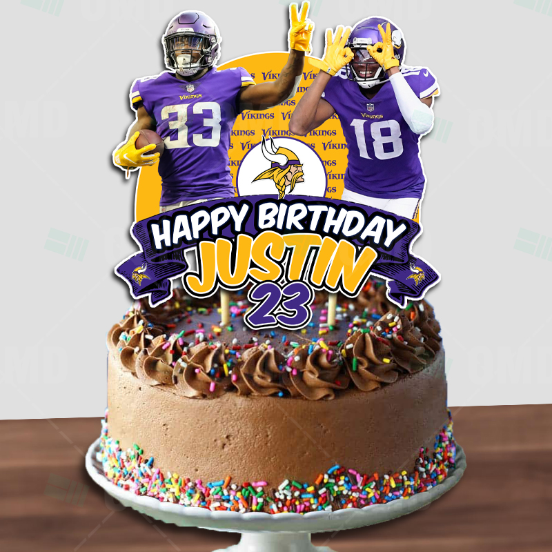 Minnesota Vikings Birthday Cake Topper Sports Party Custom Cake