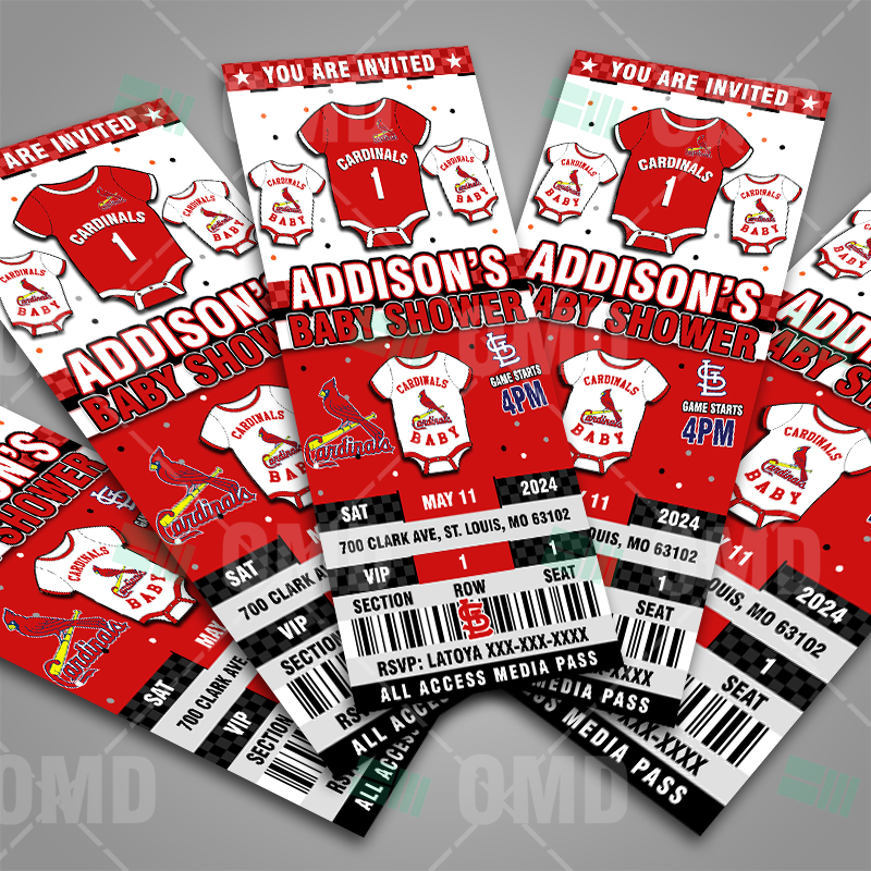 St. Louis Cardinals Baby Shower Ticket Style Sports Party