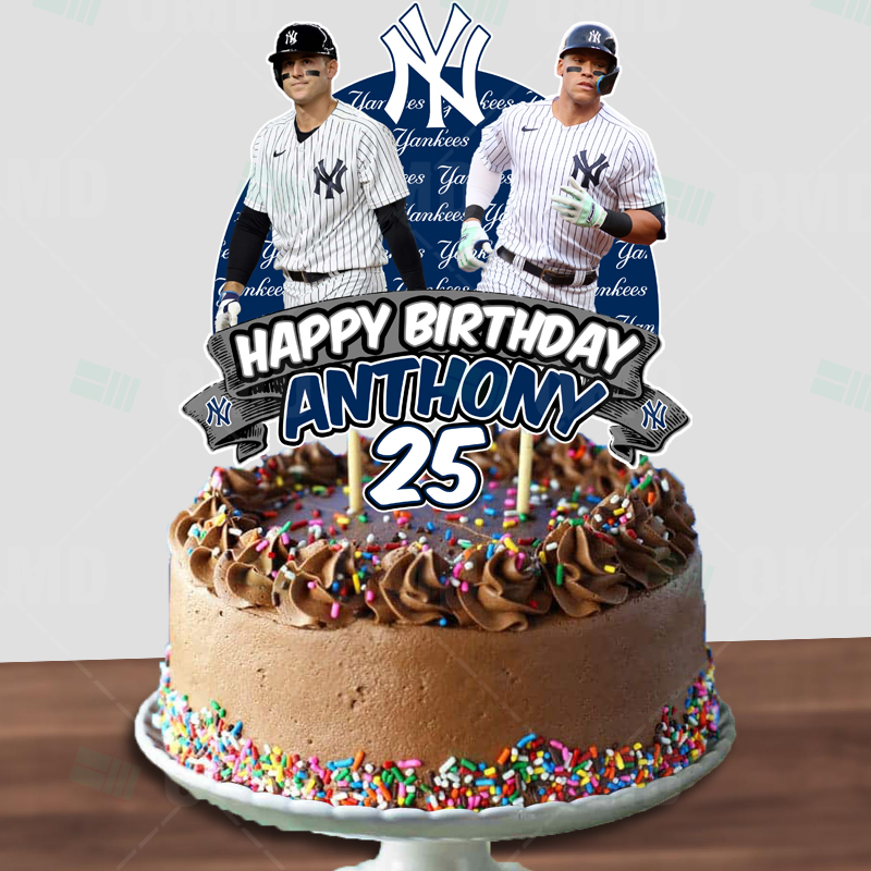 New York Yankees Birthday Cake Topper Sports Party Custom Cake Toppers
