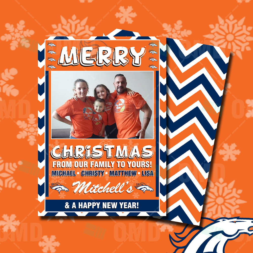 Denver Broncos “Merry Christmas” Cards – Digital Design – Sports Invites