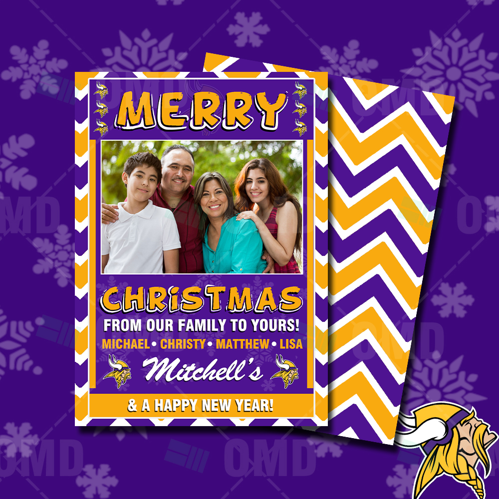 Minnesota Vikings “Merry Christmas” Cards – Digital Design – Sports Invites