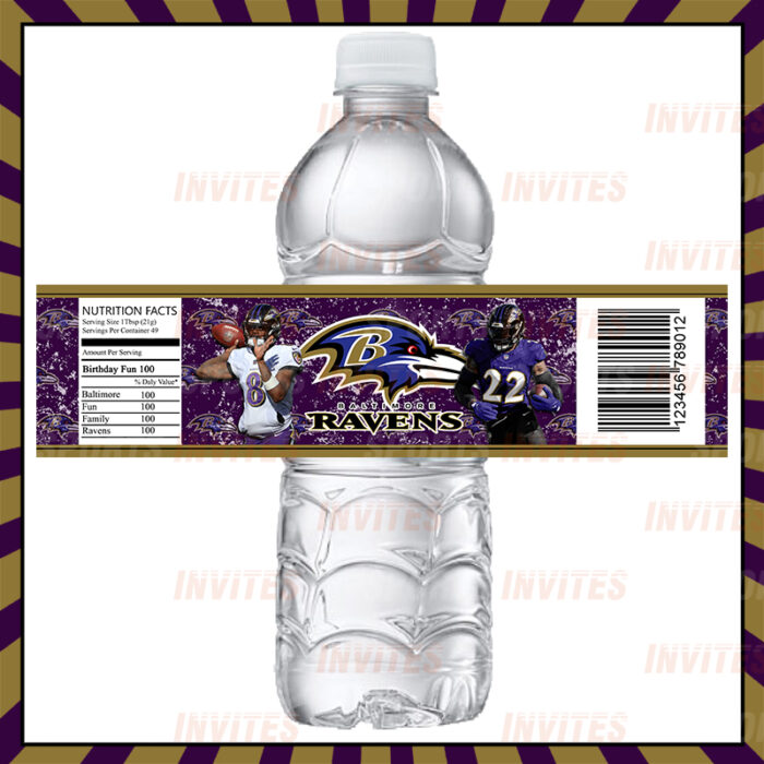 Baltimore Ravens Custom Sports Bottle Labels - Image 2