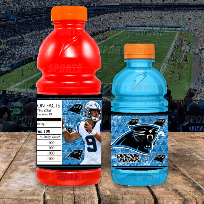 Carolina Panthers Custom Sports Party Bottle Labels