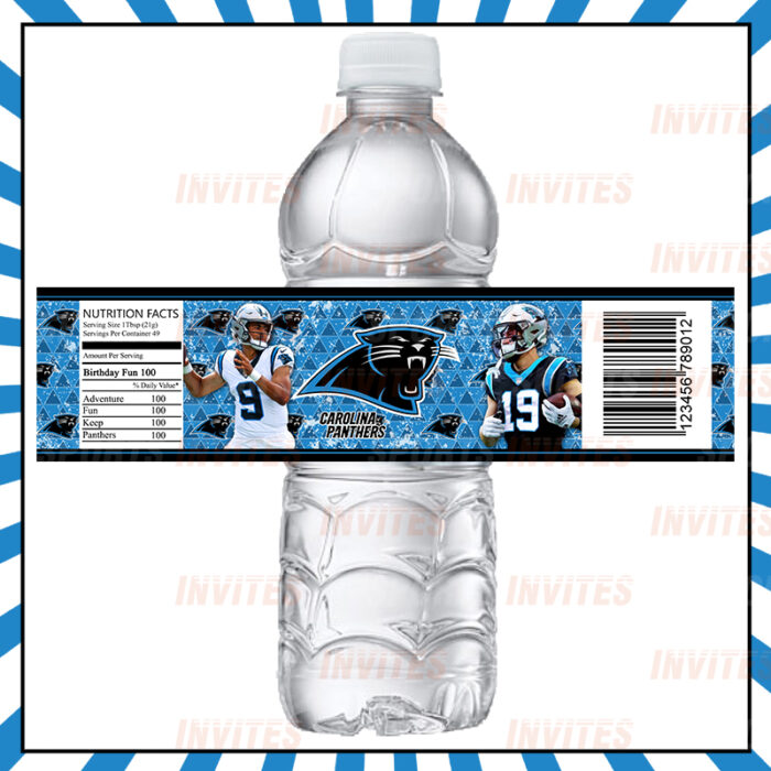 Carolina Panthers Custom Sports Party Bottle Labels - Image 2