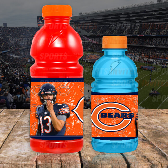 Chicago Bears Custom Sports Party Bottle Labels