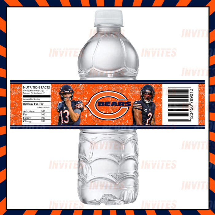 Chicago Bears Custom Sports Party Bottle Labels - Image 2