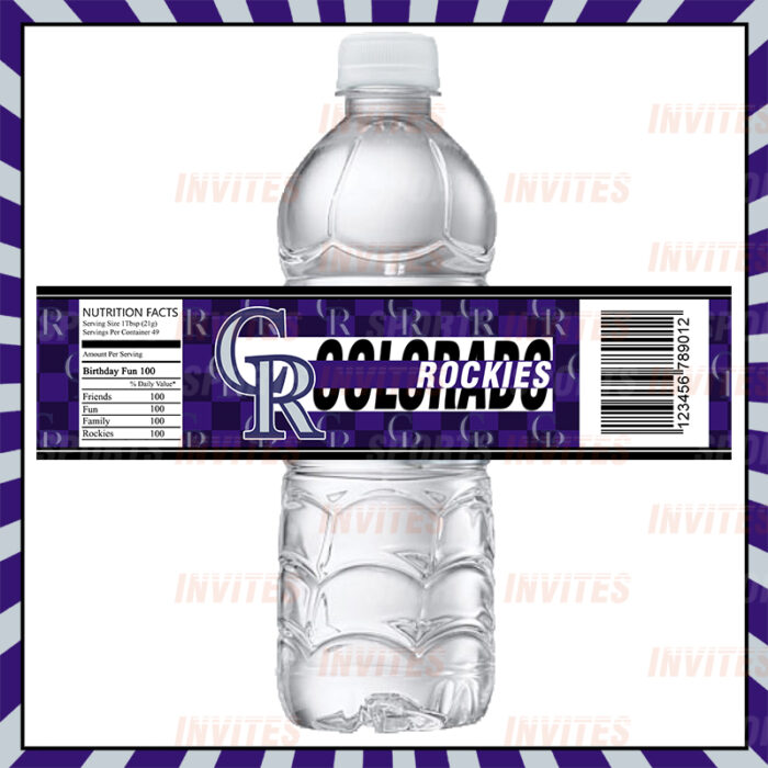 Colorado Rockies Sports Party Bottle Labels
