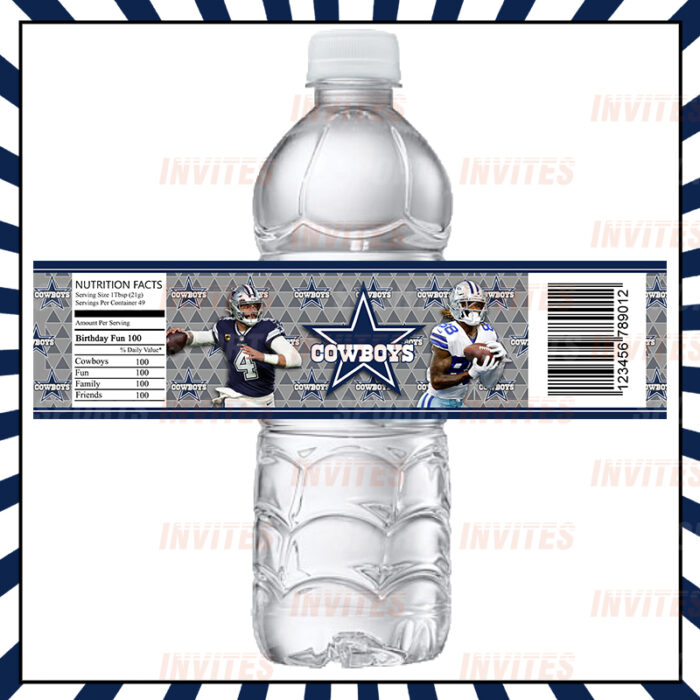 Dallas Cowboys Custom Sports Party Bottle Labels - Image 2